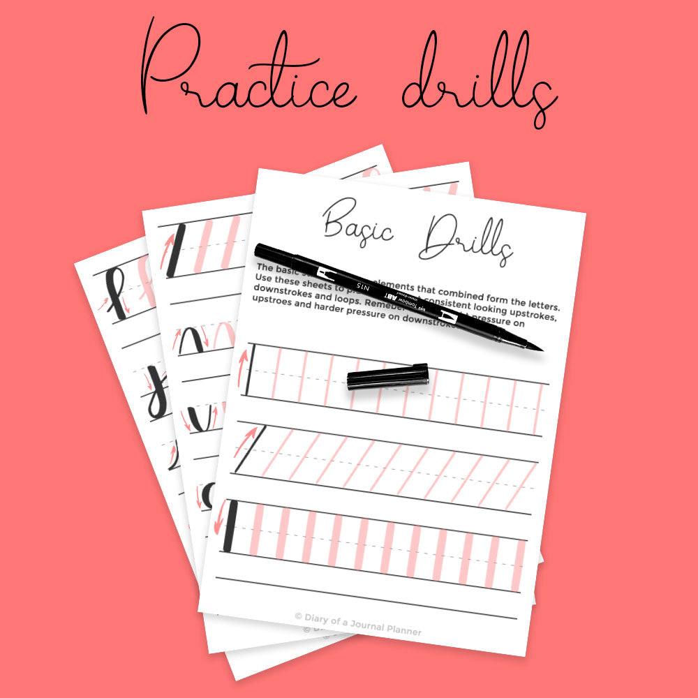 Dual Brush Pen Lettering Practice Worksheets