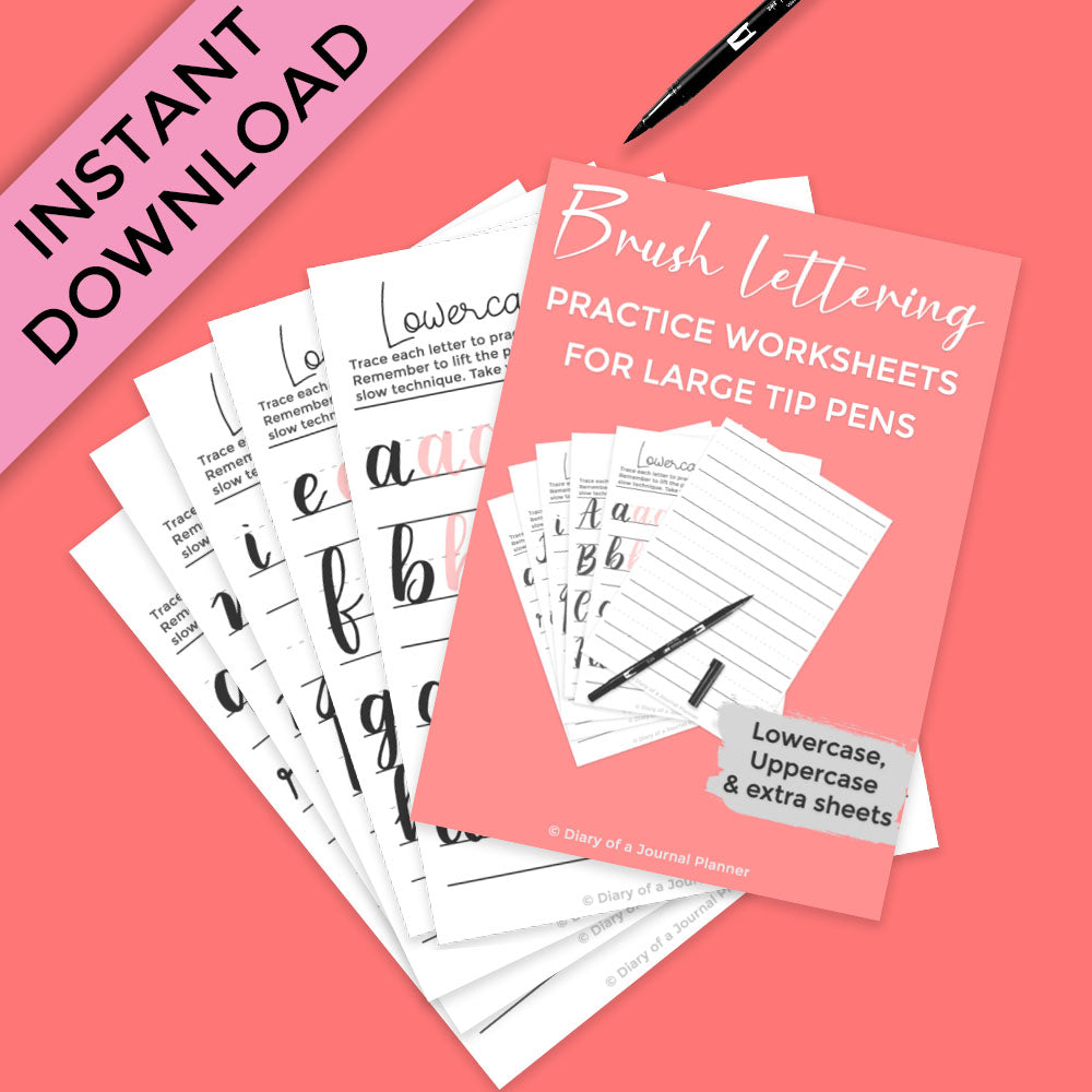 Lettering Sheets for Large Brush Tip Pens – Diary of a Journal Planner