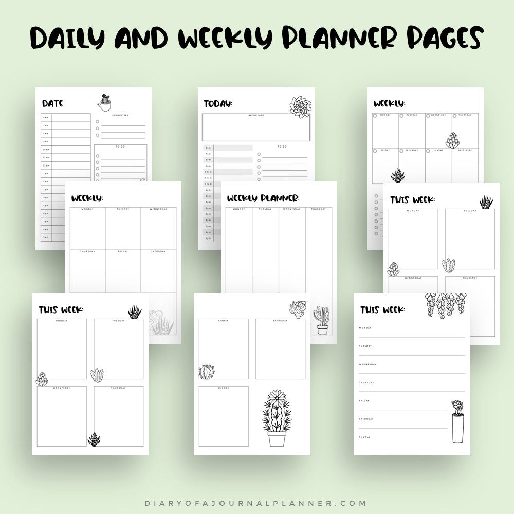 Cactus Bullet Journal Printables – Diary of a Journal Planner