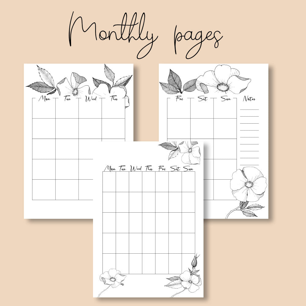Free Rustic Floral Planner + August Bullet Journal Layout - Printables and  Inspirations