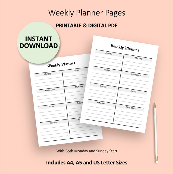 Minimalist Weekly Planner Printable