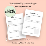 Simple Weekly Planner Printable