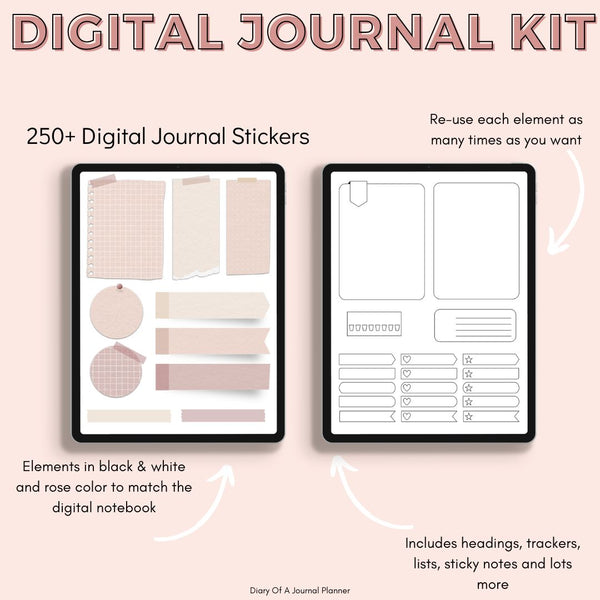 Journal Digital 365 Jours Turquoise Pour iPad Et Tablette Pack Bullet Journal  Pointillé, Stickers Numériques Et Guide Débutant Inclus 