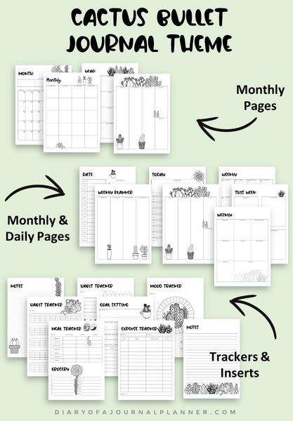 Cactus Bullet Journal Printables – Diary of a Journal Planner